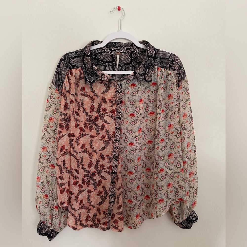 Free People Boho button-down flowy blouse
